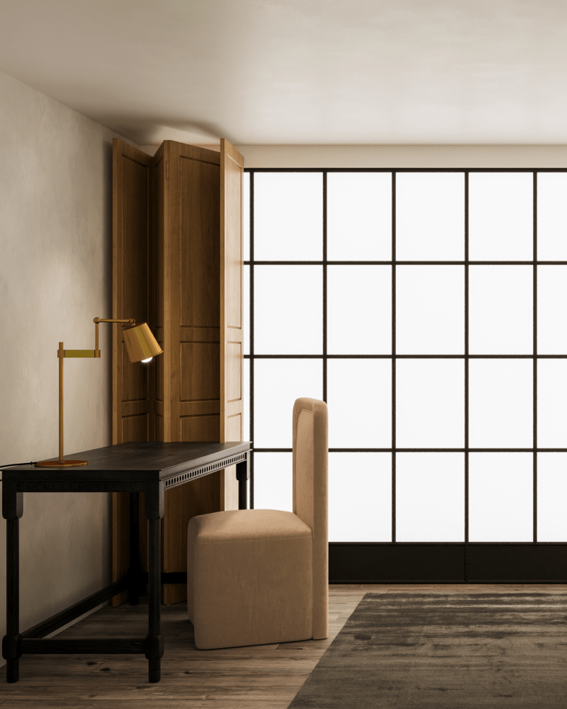 Minstrel-Inspired Mezzanine: A gallery-style bedroom floats above the living space, offering privacy while celebrating the studio’s soaring ceilings.
